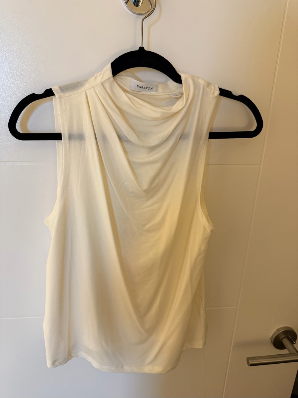Aritzia Babaton Ivory Draped Sleeveless Camisole